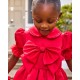 Caramelo Kids AW25 Girls Red Bow Party Dress 0321243 Caramelo Kids AW25 Girls Red Bow Party Dress 0321243
