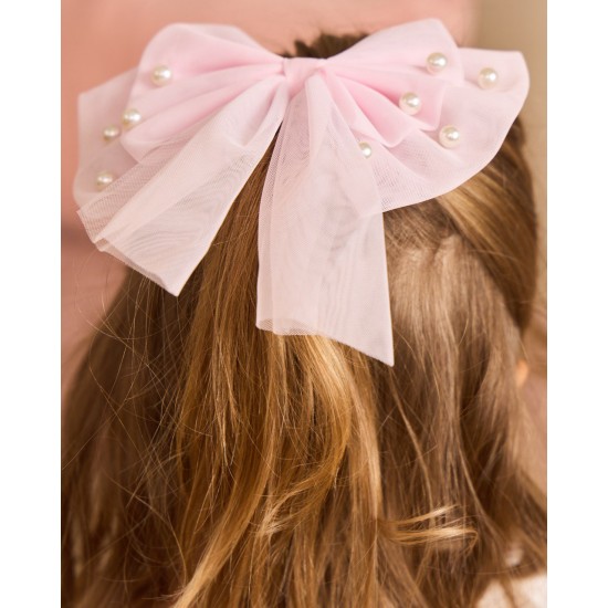 Caramelo Kids AW25 Girls Pink Pearl Hair Bow with Alligator clip 349757