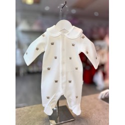 White & Gold Crown Cotton Babygrow