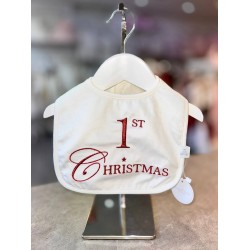 White & Red 1st Christmas Bib