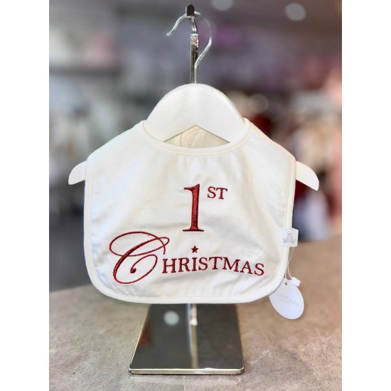 White & Red 1st Christmas Bib