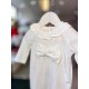 White & White bow Velour Babygrow
