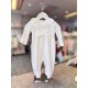 White & White bow Velour Babygrow