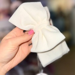 White Velour Bow Headband