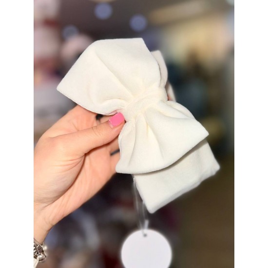 White Velour Bow Headband