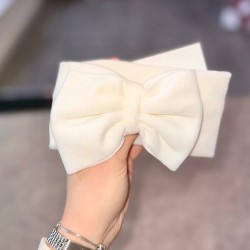 White Velour Bow Headband