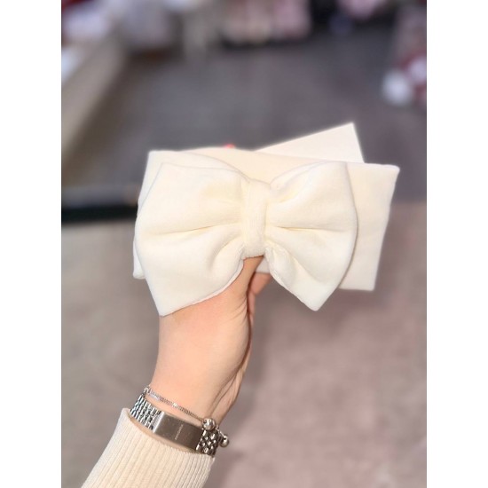 White Velour Bow Headband