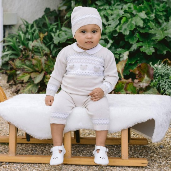 Emile et Rose AW25 Knitted 2PC bear and fairisle Jumper, Leggings and Hat 6512ST Emile et Rose AW25 Knitted 2PC bear and fairisle Jumper, Leggings and Hat 6512ST