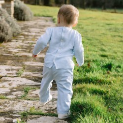 Emile et Rose AW25 Pale Blue 2PC Knitted diamond Jumper and woven Trousers 6514PB Emile et Rose AW25 Pale Blue 2PC Knitted diamond Jumper and woven Trousers 6514PB