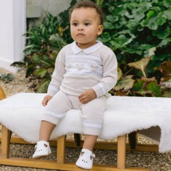 Emile et Rose AW25 Knitted 2PC bear and fairisle Jumper, Leggings and Hat 6512ST