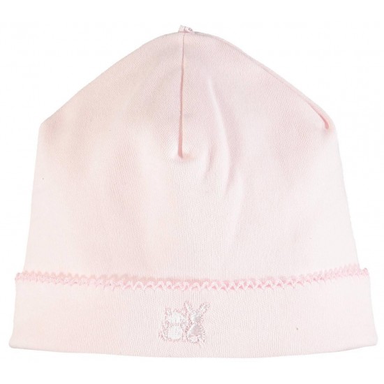 Emile et Rose Pale Pink Interlock pull on Hat with picot edge 4742PP