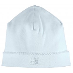 Emile et Rose Pale Blue Interlock pull on Hat with picot edge 4742PB