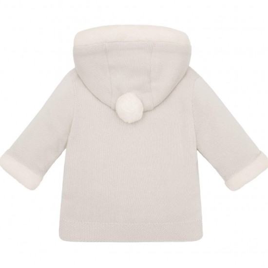 Emile et Rose AW25 Knitted Jacket, fur hood, sleeve trim and pom-pom 9332ST Emile et Rose AW25 Knitted Jacket, fur hood, sleeve trim and pom-pom 9332ST