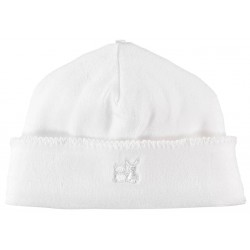 Emile et Rose White Velour pull on Hat with picot edge 4756WH Emile et Rose White Velour pull on Hat with picot edge 4756WH