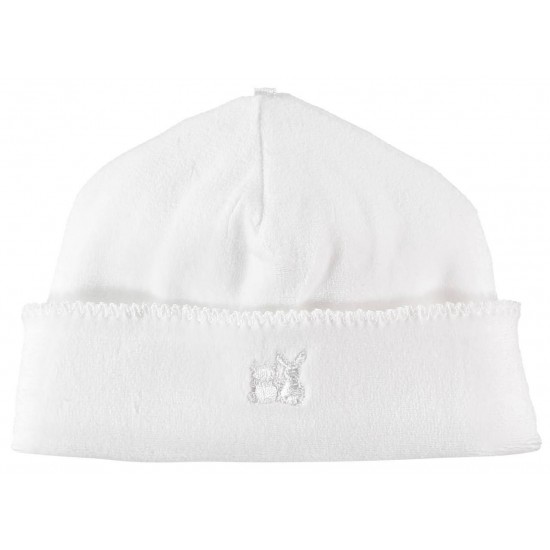 Emile et Rose White Velour pull on Hat with picot edge 4756WH Emile et Rose White Velour pull on Hat with picot edge 4756WH