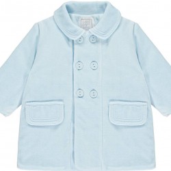 Emile et Rose AW25 Pale Blue Velour double breasted Coat with Pockets 9325PB