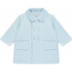 Emile et Rose AW25 Pale Blue Velour double breasted Coat with Pockets 9325PB Emile et Rose AW25 Pale Blue Velour double breasted Coat with Pockets 9325PB