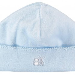 Emile et Rose Pale Blue Velour pull on Hat with picot edge 4756PB