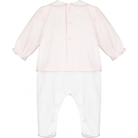 Emile et Rose AW25 Girls Pale Pink Interlock All in one with collar & headband 1979PP