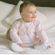 Emile et Rose AW25 Girls Pale Pink 2Pc Interlock All in one with rosebud emb and Cardi 1963PP
