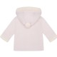 Emile et Rose AW25 Pale Pink Knitted Jacket, fur hood, sleeve trim and pom-pom 9335PP