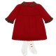 Emile et Rose AW25 Girls Red Knitted Dress with tartan collar, pretty hems and Tights 8475RD Emile et Rose AW25 Girls Red Knitted Dress with tartan collar, pretty hems and Tights 8475RD