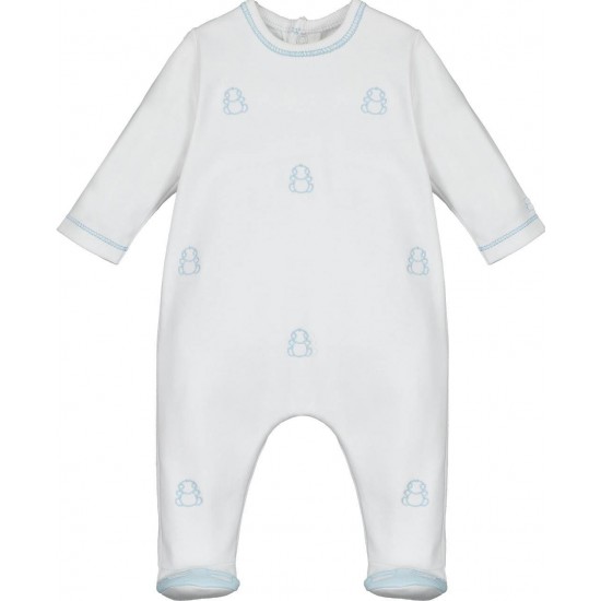 Emile et Rose AW25 Pale Blue 2Pc interlock All in One with bear emb and cable Cardi 1950PB Emile et Rose AW25 Pale Blue 2Pc interlock All in One with bear emb and cable Cardi 1950PB