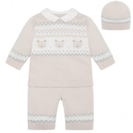 Emile et Rose AW25 Knitted 2PC bear and fairisle Jumper, Leggings and Hat 6512ST Emile et Rose AW25 Knitted 2PC bear and fairisle Jumper, Leggings and Hat 6512ST