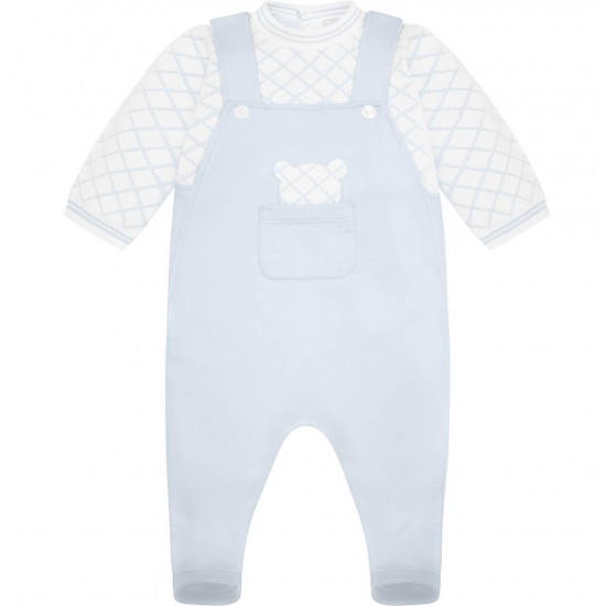 Emile et Rose AW25 Pale Blue All in One with knit top and teddy applique 2634PB Emile et Rose AW25 Pale Blue All in One with knit top and teddy applique 2634PB