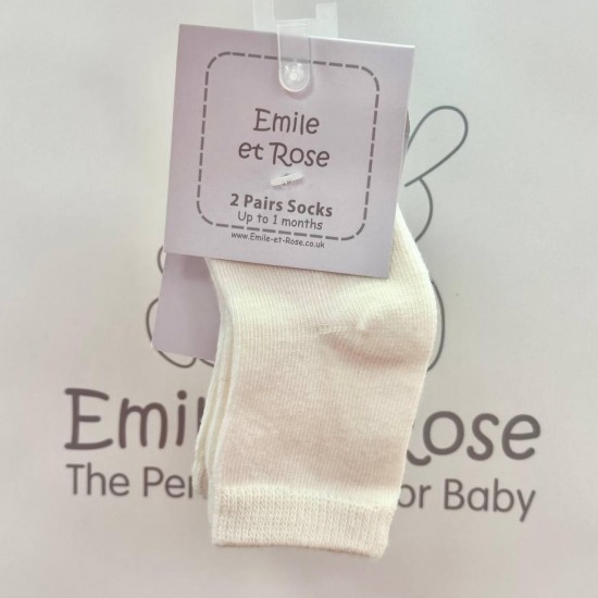 Emile et Rose Ivory plain socks 2 pairs 4620IV Emile et Rose Ivory plain socks 2 pairs 4620IV
