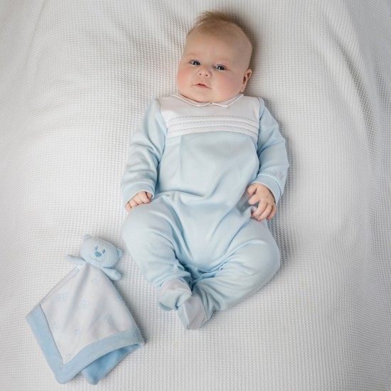 Emile et Rose Blue and White Teddy Bear Comforter 4751PB