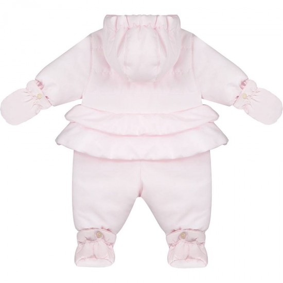 Emile et Rose AW25 Girls Pink Winter Pramsuit with detachable mittens and booties 2525PP