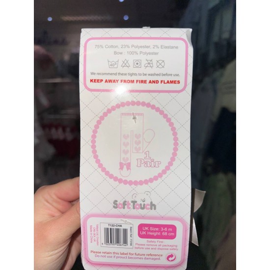 Girls Ecru Heart Stitch and Satin Bow Tights Girls Ecru Heart Stitch and Satin Bow Tights