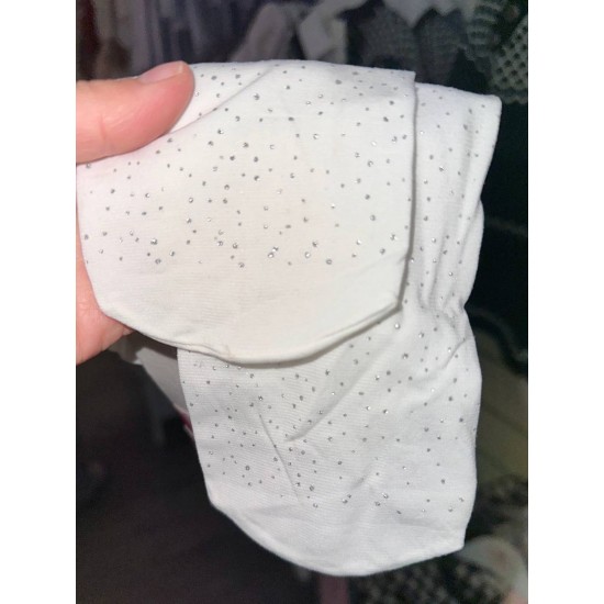 Girls Nylon Fashion Tights 2 pairs: plain white and white with silver glittery dots