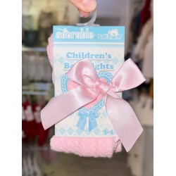 Girls Pink Satin Bow Tights 