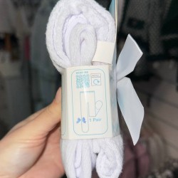 Girls White Satin Bow Tights 