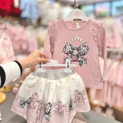 Gio Bambini AW25 Girls pink/white skirt set YG-13 Gio Bambini AW25 Girls pink/white skirt set YG-13