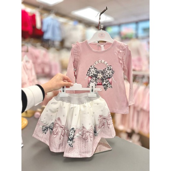 Gio Bambini AW25 Girls pink/white skirt set YG-13 Gio Bambini AW25 Girls pink/white skirt set YG-13