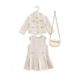 Gio Bambini AW25 Girls Cream pinafore, jacket and bag set CW123 Gio Bambini AW25 Girls Cream pinafore, jacket and bag set CW123