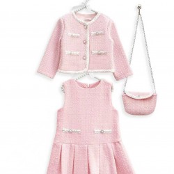 Gio Bambini AW25 Girls Pink pinafore, jacket and bag set CW123 Gio Bambini AW25 Girls Pink pinafore, jacket and bag set CW123