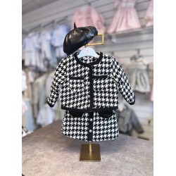 Gio Bambini AW25 Girls Black Tweed Skirt, Jacket and Beret Set AL522 Gio Bambini AW25 Girls Black Tweed Skirt, Jacket and Beret Set AL522