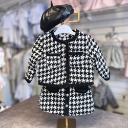 Gio Bambini AW25 Girls Black Tweed Skirt, Jacket and Beret Set AL522 Gio Bambini AW25 Girls Black Tweed Skirt, Jacket and Beret Set AL522