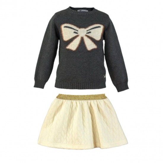 Miranda AW25 0248J Girls Cream Sweater and Skirt Set