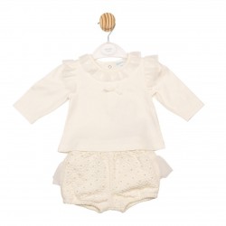 Mintini AW25 Girls Ivory Top and Bloomer Set MB6839