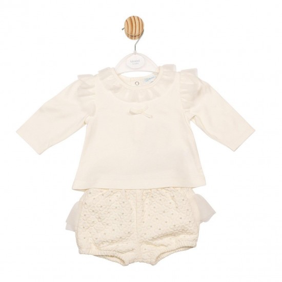 Mintini AW25 Girls Ivory Top and Bloomer Set MB6839 Mintini AW25 Girls Ivory Top and Bloomer Set MB6839