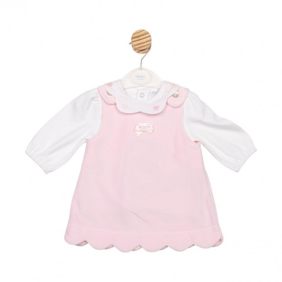 Mintini AW25 GIrls White/Pink Top and Pinafore MB6691 Mintini AW25 GIrls White/Pink Top and Pinafore MB6691
