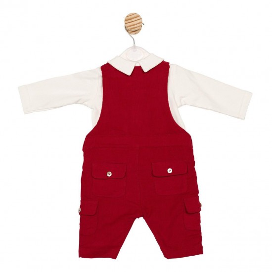 Mintini AW25 Boys Red/Ivory Top and Dungaree Set MB6628
