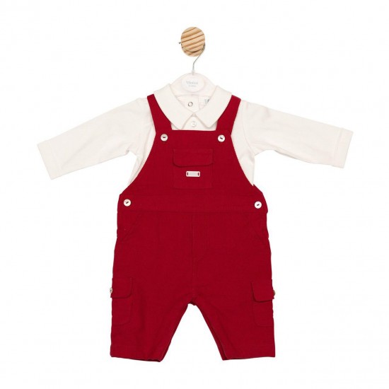 Mintini AW25 Boys Red/Ivory Top and Dungaree Set MB6628