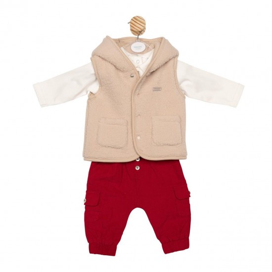 Mintini AW25 Boys Red/Ivory/Beige 3PC Set MB6630