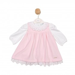 Mintini AW25 GIrls White/Pink Top and Pinafore MB6753
